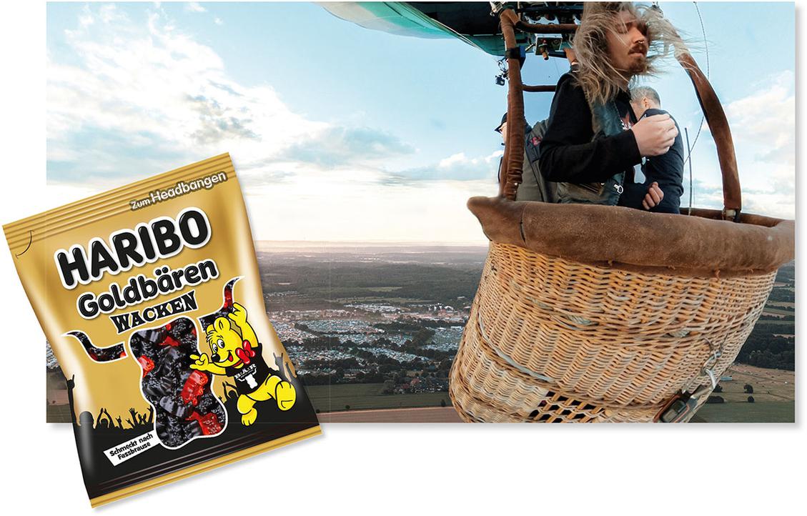 Im Haribo-Heiluftballon ber dem Festivalgelnde spielte der Hamburger Heavy-Metal-Musiker Johannes 'Johnny' Ritter zugunsten der Wacken-Foundation das 'hchste Luftgitarren-Solo der Welt' - und landete damit im Guinness-Buch der Rekorde. (Bild: Haribo)